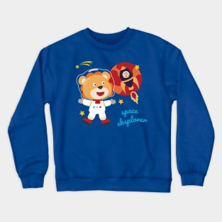 Space lion or astronaut in a space suit with cartoon style Crewneck Sweatshirt